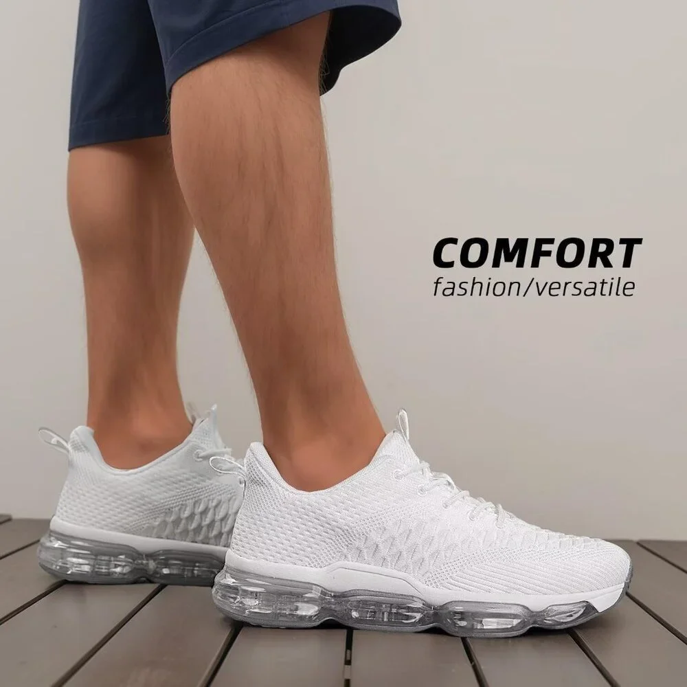 Men's White Running Shoes Fashion Casual Walking Tennis Sneakers Trail Sport Gym